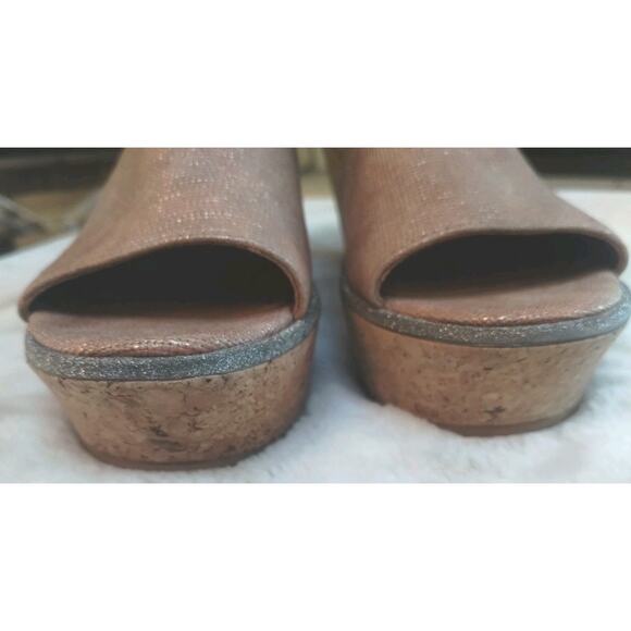 Johnston And Murphy NEW Jade Metallic Suede Cork Wedge Heel Slip On Sandal 7M - Picture 8 of 12